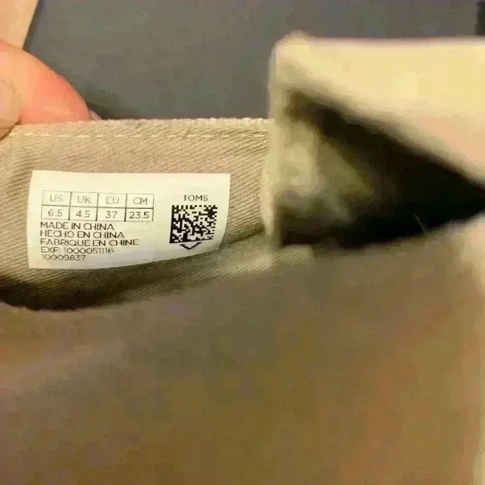TOMS Espadrille Cream canvas shoe Natural women jute 6.5